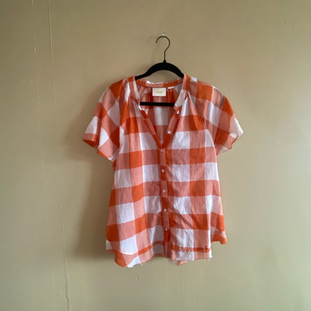 MAEVE Orange/White Checkered Top